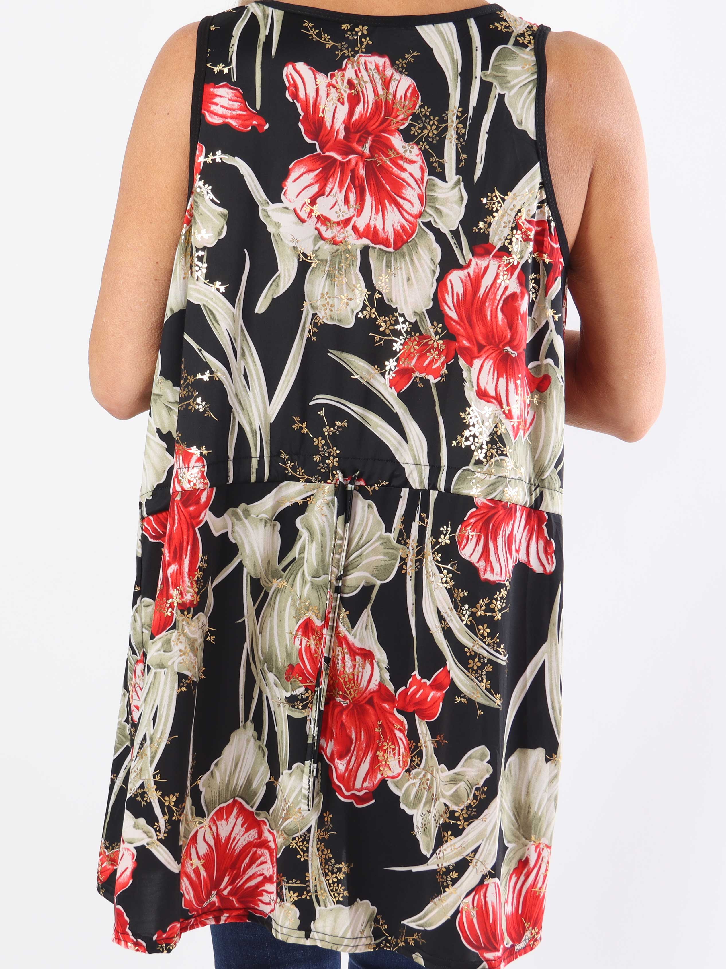 Palma Spring - Lang mønstret plus size tunika i elastisk stof